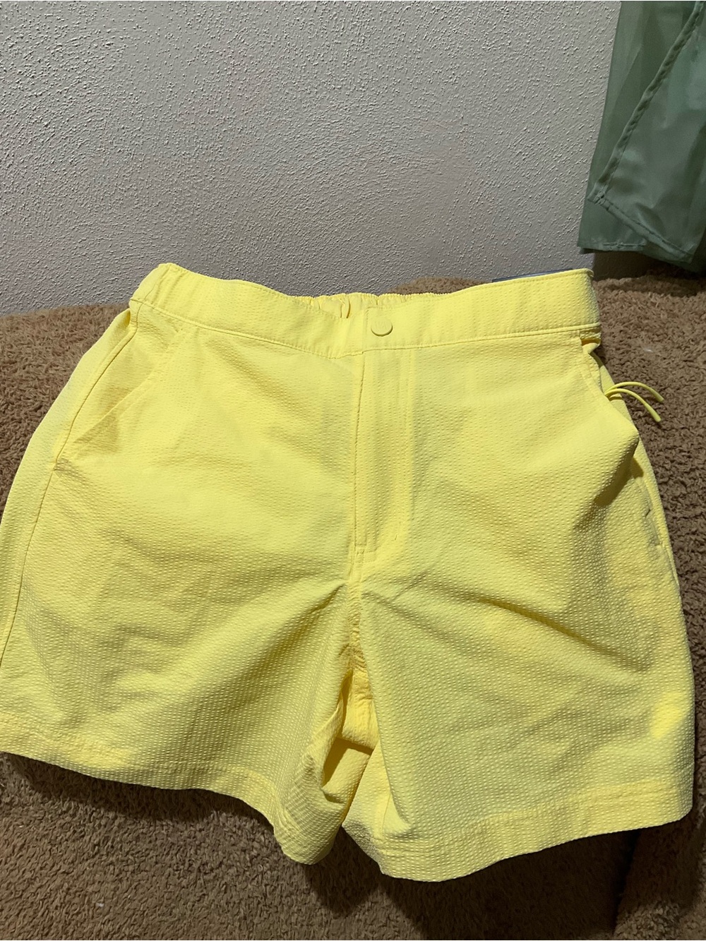 Men's Flat Front Bright Yellow Casual Shorts